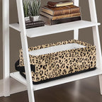 Small Storage Bin Basket with Handles for Organizing Toiletries Towels and Small Items, Versatile Storage Container Long Organizer Bins for Bathroom Living Room, Leopard Print