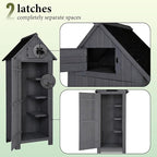 VINGLI Outdoor Wooden Storage Shed, Garden Shed Outside Tool Cabinet with Safety Latch, Patio Storage Organizer (Dark Grey)