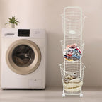 3-Tier Laundry Cart with Locking Wheels & Removable Hampers - Metal Garment Organizer for Home/Laundry Room/Dorm | Rolling Storage System Wire Metal Sorter