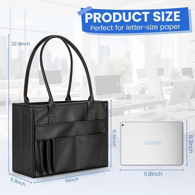 File Tote Bag, Portable File Organizer Box Hanging Filing Box Desktop File Folder Document Storage Organizer with Pockets and Handles