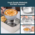 Bento Box Adult Lunch Box, Stackable 2 Layer 304 Stainless Steel Lunch Container for Adults Kids Office, 2L Capacity Portable Lunch Box Containers with Soup Bowl Spoon and Fork