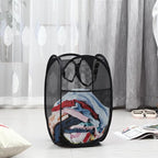 Mesh Pop up Laundry Hamper with Portable Handles, Collapsible Laundry Basket for Storage, Folding Pop-Up Clothes Hampers for Home, College Dorm or Travel, Black