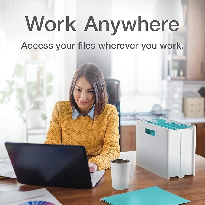 Pendaflex Mobile File Box with Handles, Easy Set Up, Collapse Down and Store Away, 13"W x 10"H x 6.5"D, Holds Letter Size Files, White (126119)