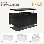 DWVO 150 Gallon Resin Outdoor Storage Box, XXL Double-Wall Waterproof Deck Box, Doubles as Table or Seating with 1000 lbs Capacity, Lockable (Black)