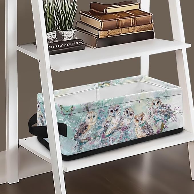 Small Storage Bins Multi-purpose Bathroom Organizer Basket Collapsible Toilet Paper Basket Space-saving Lightweight Fabric Home Storage Containers Basket, Owl Flower