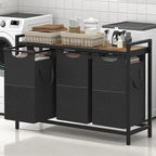 Heybly Laundry Hampers, 3 × 15 Gal (171 L) Laundry Basket with Large Desktop Sorter for Laundry Room Organization, Bathroom and Dorm Laundry Bags on Storage Shelf, Rustic Brown HLH003SR