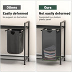 Laundry Hamper, Laundry Sorter with 2 Pull-Out Removable Oxford Fabric Bags Cloth Laundry Basket 2 x 10 Gallons (Grey and Charcoal Black)