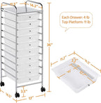 Yaheetech 10 Drawer Cart Rolling Plastic Storage Cart and Organizer Multipurpose Mobile Rolling Utility Storage Organizer for Home Office School and Workshop, White