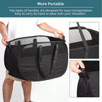 2 Pcs Collapsible Laundry Baskets, Tear Proof Pop Up Laundry Hamper with Dual Handles, Durable Foldable Laundry Basket, Easy to Carry Laundry Hamper for Home, Laundry Room, Bedroom, Dorm, Travel Black