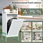 Stylish Trendy 16-Gallon Tilt-Out Laundry Hamper with Removable Basket & Hidden Trash Cabinet, Sturdy Water-Resistant Steel Space-Saving Storage 13.77"D x 16.53"W x 36.51"H for Small Bathroom Green