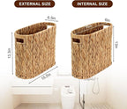 Wicker Toilet Paper Holder Stand Basket, 9 Rolls Toilet Paper Storage Basket Bathroom Organizer with Handles, Water Hyacinth Toilet Paper Organizer for Bathroom Storage