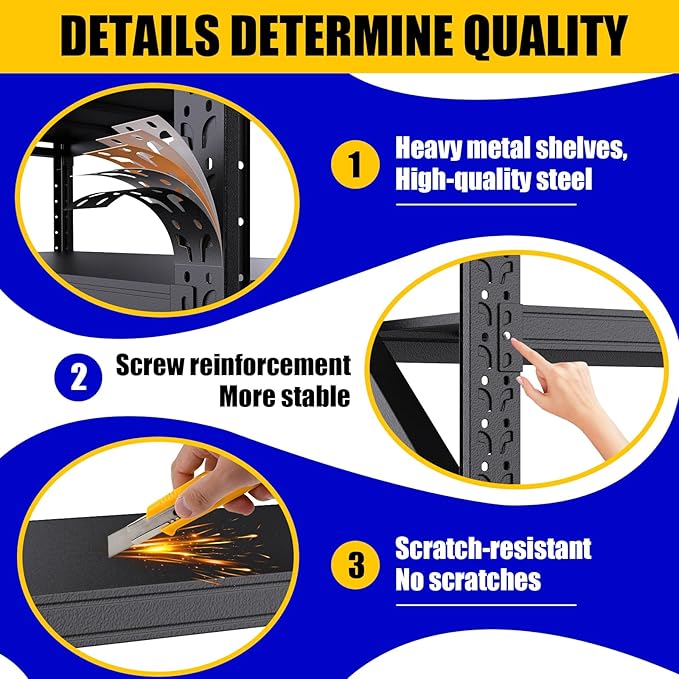 8000LBS Garage Shelving Heavy Duty, 4-Tier Metal Shelving Unit, Large Adjustable Garage Shelves, Easy Assembly Utility Storage Rack Shelf for Warehouse, Basement, Pantry, 71” H×70” W×24” D