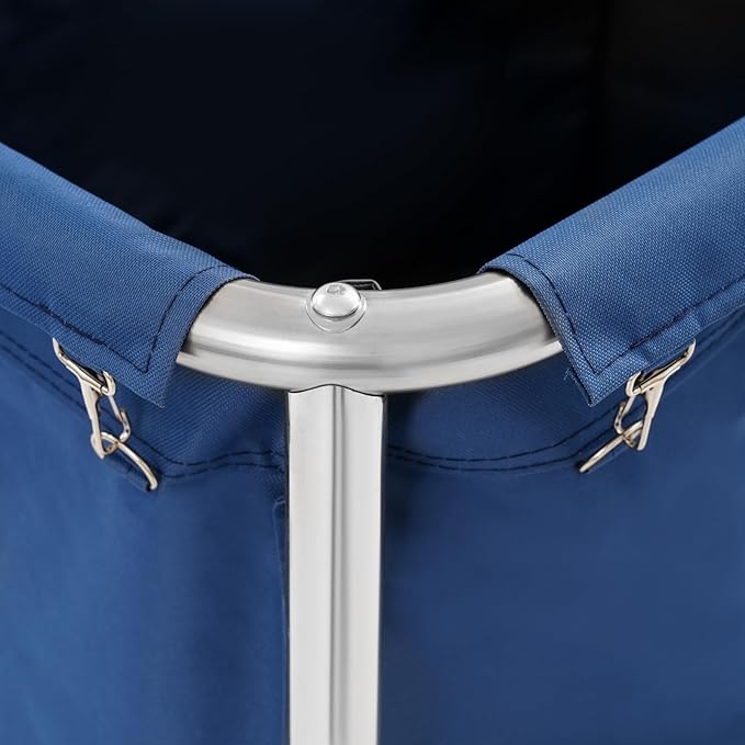 Commercial Laundry Cart with Wheels, Large Heavy Duty Laundry Sorter with Oxford Bag, Laundry Cart for Home Hotel, 260LBS Load (Blue)