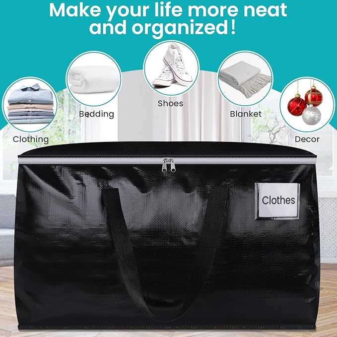 Extra Large Moving Boxes-Moving Bags with Zipper, Carrying Handles and Tag Pocket-Moving Supplies for Space Saving-Totes for Storage-for moving, Storage, Camping and Travel 93L-2 Pack