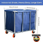 Commercial Laundry Cart with Wheels, 470L Large Capacity Heavy Duty Stainless Laundry Basket,Laundry Sorter for Clothes Storage,400 lbs Load (Blue)