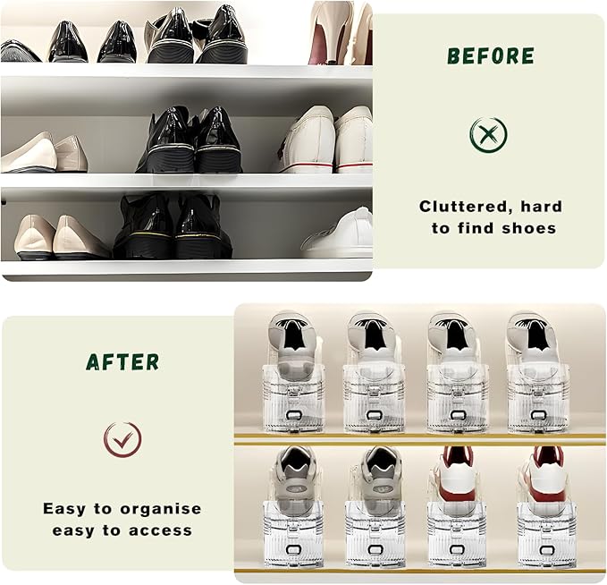 Shoe Slots Organizer for Closet,36 Pack Shoe Stacker Shoes Rack Organizer for Closet Space Saver Storage Shoe Holder Organization(Transparent)