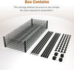 Simple Deluxe Heavy Duty 5-Tier Storage Shelving Unit, 35.83" W x 13.98" D x 61.02" H, 1250 Lbs Loading Capacity, Black
