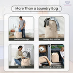 LFH Home Large Premium 100% Cotton Canvas Laundry Bag with Drawstring and Handles Heavy Duty, Multi-Use, and Washable for Home, Travel, College or Storage 28x36 (Pack of 6)-Natural