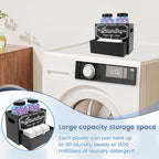 Wooden Dryer Sheet Container for Laundry Room Organization, Laundry Pods Container Include 2 Plastic Jars with Lids for Laundry Room