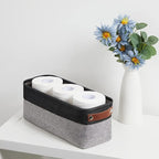 DULLEMELO Small Bathroom Baskets for Toilet Fabric Storage Baskets 2 Pack - 15"x6"x5.5" Foldable Fabric Organizer for Storage Decorative Storage Bins for Home,Closet(Black&Grey)