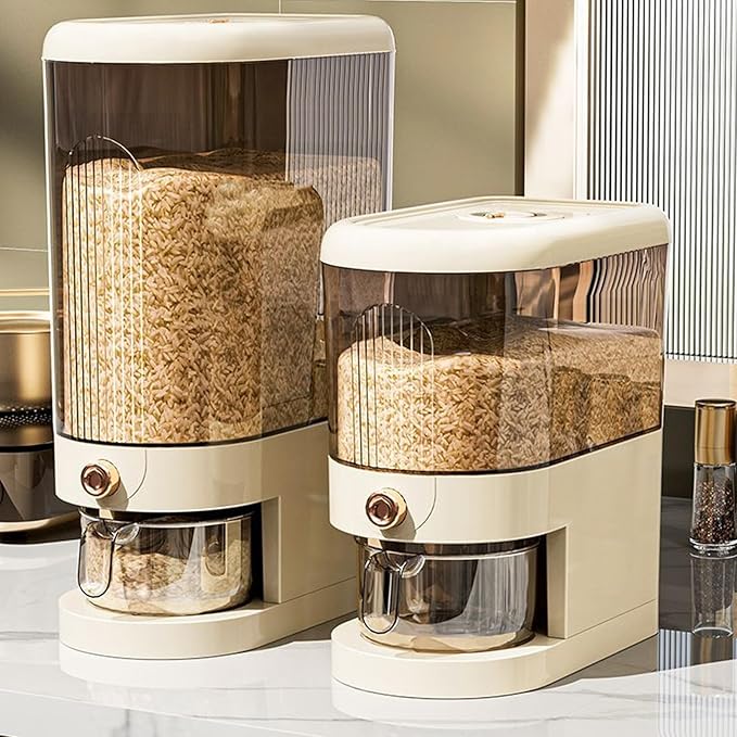 22LBS Rice Dispenser, Large Grain Container Storage with Lid Measuring Cylinder Household Cereal Dispenser Bucket for Kitchen Soybean Corn (22lb)