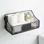Toilet Paper Storage Basket, Metal Toilet Paper Holder, Self Adhesive Wall Mounted Bathroom Shelves with a Marker Pen, Home Organizers & Storage,Bathroom Decor and Accessories, Black