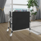 Commercial Laundry Cart with Wheels,Folding Laundry Hamper Cart,Heavy Duty Rolling Laundry Basket with Large Capacity,Laundry Sorter Trolley for Home Hotel Apartment (Black, 34.25 * 19.7 * 36.22in)