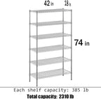 18" Deep x 42" Wide x 74" Height Wire Shelving Kit | 6-Tier | NSF Commercial Storage Rack Unit