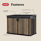 Keter Signature Collection All Weather Outdoor Storage Shed – Durable Resin Garden Shed with Built‑in Ventilation, & Lockable Double Doors – Walnut Finish