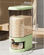 22LB Rice Dispenser, Large Grain Container Storage with Lid Measuring Cylinder Household Cereal Dispenser Bucket for Kitchen Soybean Corn (22LB-Green)