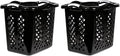 2 bushel laundry baskets with silver handles, black, 2-pack