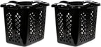 2 bushel laundry baskets with silver handles, black, 2-pack