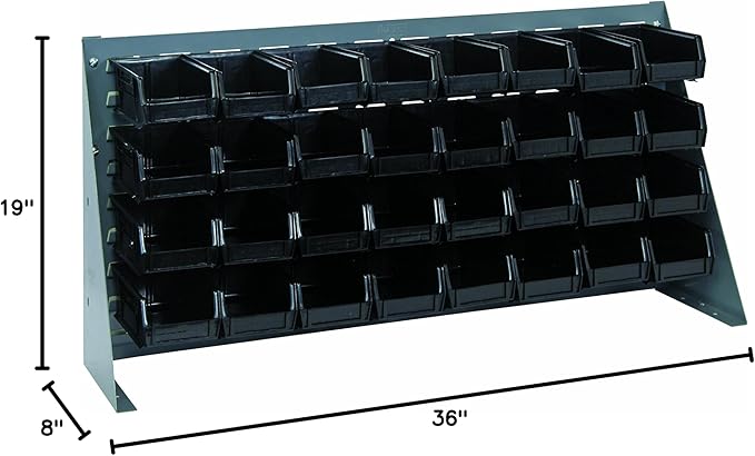 Quantum Storage Systems QBR-3619-220-32BK Ultra Bin Complete Bench Rack Package with 32 Ultra Bins, 36" x 8" x 19" , Black