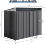 JY QAQA 6x4 FT Metal Outdoor Garden Storage Shed, Waterproof Metal Garden Sheds with Window and Lockable Double Door, Weather Resistant Steel Tool Storage House Shed for Patio, Lawn Dark Gray