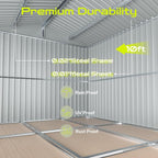 10' x 8' XL Outdoor Storage Shed, Sturdy Metal Building w/Floor and Operable Window for Garden, Backyard, Poolside and Lawn, Grey