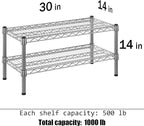 14" Deep x 30" Wide x 14" Height Wire Shelving Kit | 2-Tier | NSF Commercial Storage Rack Unit