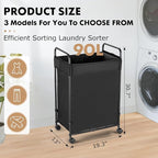 90L Laundry Hamper with Wheels, Rolling Laundry Sorter cart with Metal Frame and Removable Liner, Dirty Clothes Hampers for Bedroom, Laundry Room, Bathroom