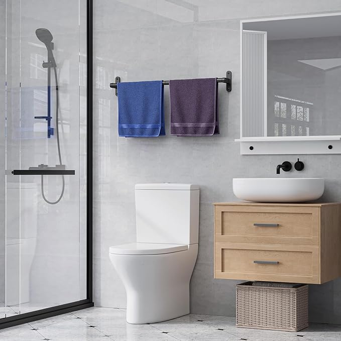 Matte Black Towel Rack for Bathroom - 24" Rustproof Towel Holder, Sturdy Towel Bar Wall Mounted, Space-Saving Towel Hanger, Bathroom Accessories, Home Decor, Apparment Essentials