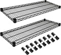 2 Pack Additional Wire Shelf for Wire Shelving Units Chrome Finish Shelving Weight Capacity 600-800 Lb, Heavy Steel Industrial for Warehouses, Closets, Kitchen (Black,14" W X 36" L)