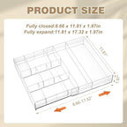 2 Pcs Acrylic Desk Drawer Organizer Maximum 11.8 x 17 x 1.9 Inch Expandable Drawer Organizer Trays with 7 Adjustable Compartments Desk Accessories for Makeup Silverware Office Bathroom