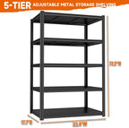 Garage Shelving Unit Storage Shelves Heavy Duty 3000 LBs, 5 Tier Adjustable Metal Shelf Industrial Storage Racks Utility Shelf Organiazation for Tools Garage Basement Warehouse 35.4"W*17.7"D*71.2"H
