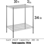 21" Deep x 30" Wide x 34" Height Wire Shelving Kit | 2-Tier | NSF Commercial Storage Rack Unit