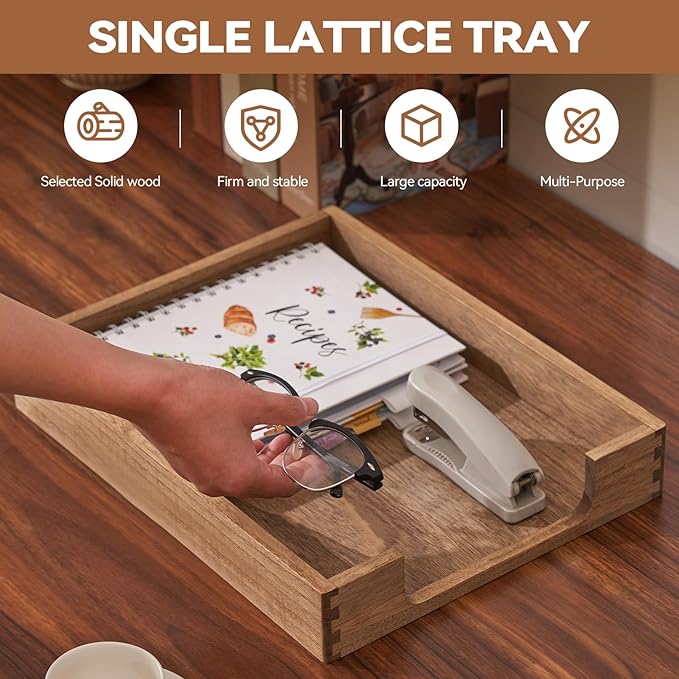 Kirigen Wood Letter-Size Tray Single-Tier(TP-DBR)- Wooden Tones Collection Front-Load Documents Tray for Office Desktop Organizer - Desk Magazine, File, Folder, Paper Holder Drak Brown