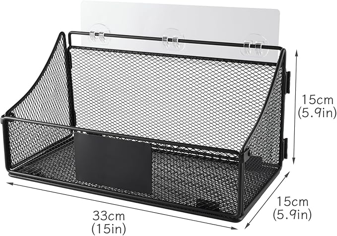 Toilet Paper Storage Basket, Metal Toilet Paper Holder, Self Adhesive Wall Mounted Bathroom Shelves with a Marker Pen, Home Organizers & Storage,Bathroom Decor and Accessories, Black