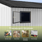 10' x 8' XL Outdoor Storage Shed, Sturdy Metal Building w/Floor and Operable Window for Garden, Backyard, Poolside and Lawn, White
