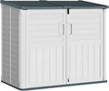 Greesum Outdoor Trash Can Storage Shed, 34 Cu.ft Horizontal Outdoor Storage Cabinet, Waterproof for Garden, Pool Storage, Garbage Cans, Beige