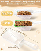 2-Pack Dog Food Scoop 1 Cup, Plastic Pet Food Measuring Scoop With Measuring Lines (1/2 & 1 Cup Markings) for Dogs, Cats, Fish, Bird（Transparent