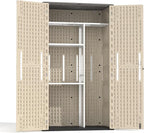 Vertical Storage Shed Shelf, Weatherproof Metal Shelf for 60 cuft Tool Cabinet, Ideal for Outdoor Use, with Screw and Nuts Easy Assembly, 45.6''L×13.2''W×69.9''H, White