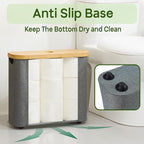 ELONG HOME Sleek Toilet Paper Storage, 30L Grey Fabric Toilet Paper Storage with Bamboo Lid, Durable Lining Storage Basket for TP, Towels, or Bathroom Essentials