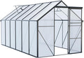 6X12FT Greenhouse for Outdoor, Polycarbonate Greenhouse with Raised Base and Anchor, Heavy-Duty Walk-in Green House with Adjustable Roof Vent and Gutter System for Patio,Backyard (Black, 6x12 FT)